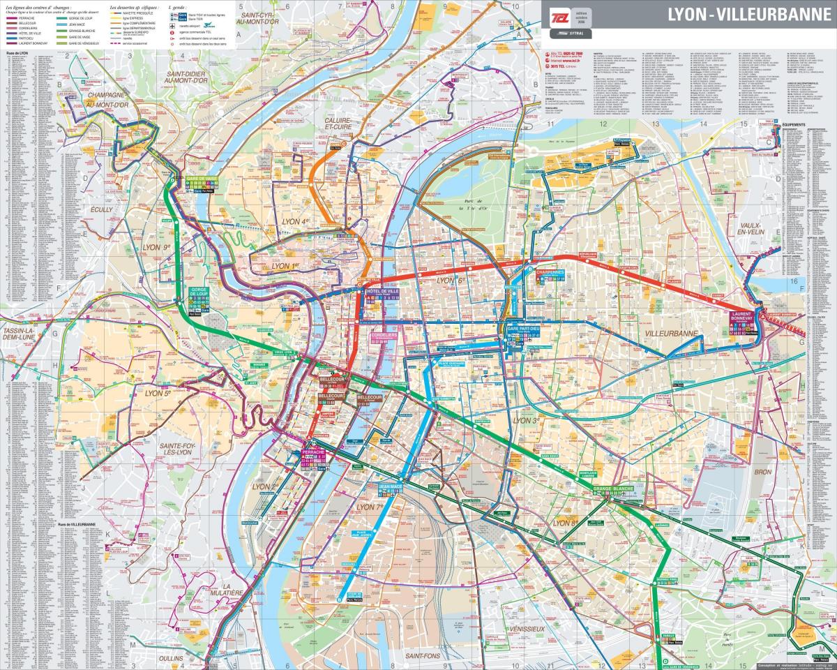 Лион автобусны маршрут, газрын зураг